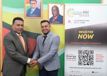 Dr. Peter Ramsaroop, Chief Investment Officer of the Guyana Office for Investment with Kurt Baboolall, Chief Executive Officer of the International Energy Conerence and Expo Guyana 2023