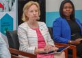 From left: U.S. Ambassador to Guyana, Sarah-Ann Lynch and U.S CDC Country Director for the Jamaican/Caribbean Regional Office, Dr Emily Kainne