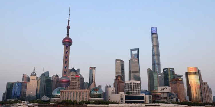 Photo taken on April 11, 2022 shows a view of Pudong New Area in east China's Shanghai. (Xinhua/Chen Jianli)