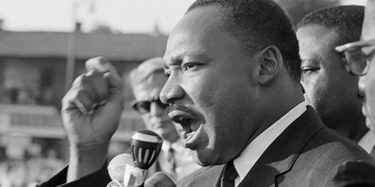 Rev Dr. Martin Luther King Jr. speaking at 1968 rally
