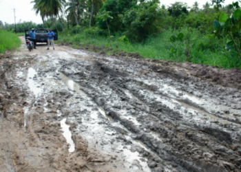 The deteriorated road at Ridge, Wakenaam