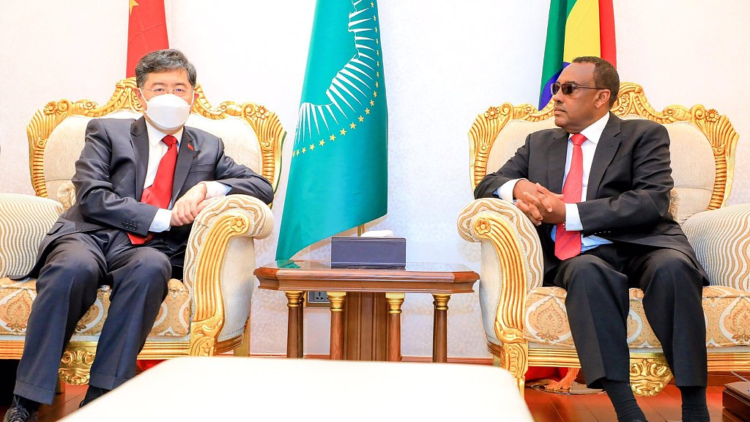 Chinese Foreign Minister Qin Gang (L) meets with Ethiopian Deputy Prime Minister and Foreign Minister Demeke Mekonnen in Addis Ababa, Ethiopia, January 10, 2023. /CFP