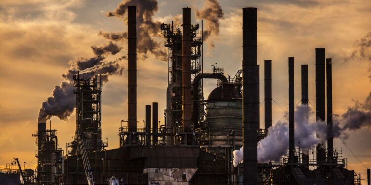 An oil refinery, owned by Exxon Mobil, in Baton Rouge, Louisiana, United States.