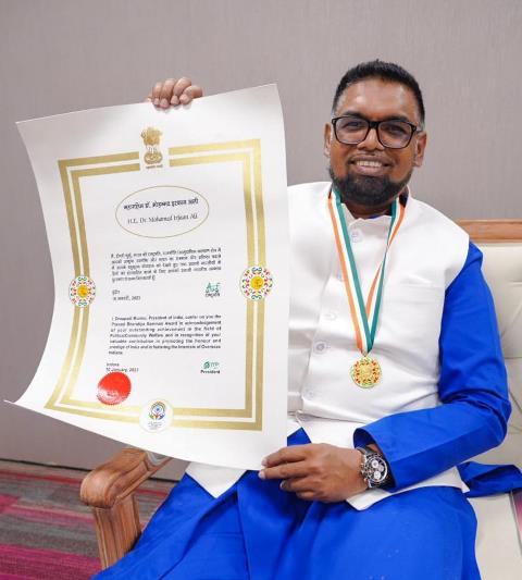 President Ali conferred with Pravasi Bharatiya Samman Award