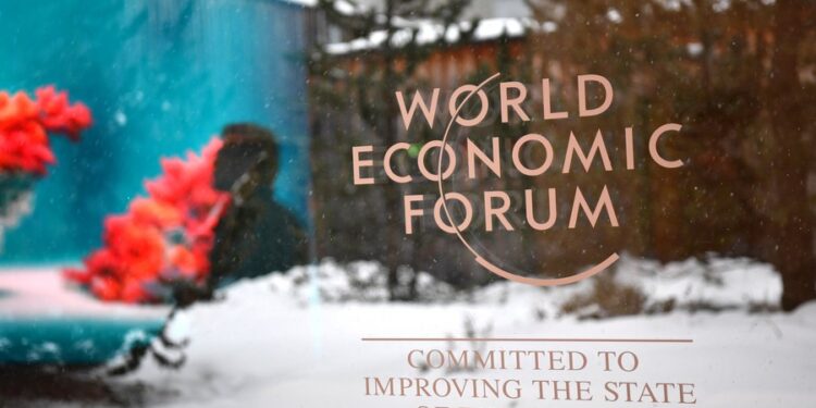 This photo taken on Jan. 15, 2023 shows the logo of the World Economic Forum (WEF) in Davos, Switzerland. (Xinhua/Lian Yi)
