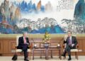 Wang Yi, a member of the Political Bureau of the Communist Party of China (CPC) Central Committee and director of the Office of the Foreign Affairs Commission of the CPC Central Committee, meets with President of the 77th United Nations General Assembly Csaba Korosi in Beijing, capital of China, Feb. 2, 2023. (XINHUA)