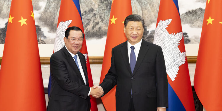 Chinese President Xi Jinping meets with Prime Minister of the Kingdom of Cambodia Hun Sen at the Diaoyutai State Guesthouse in Beijing, capital of China, Feb 10, 2023. Photo:Xinhua