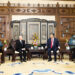 President Xi Jinping (second right) and his wife, Peng Liyuan, meet with Cambodian King Norodom Sihamoni and Queen Mother Norodom Monineath Sihanouk at the Diaoyutai State Guesthouse in Beijing on Friday. HUANG JINGWEN/XINHUA