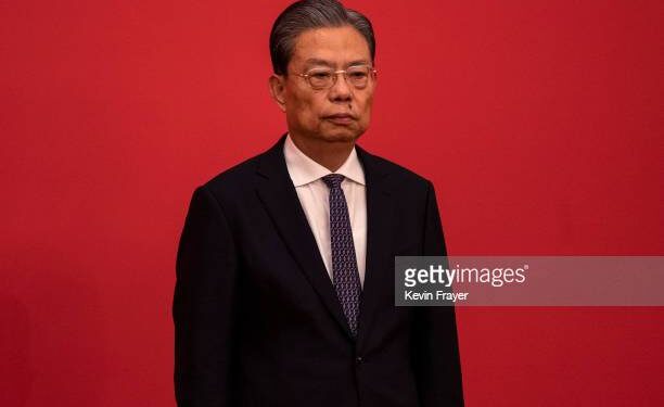 BEIJING, CHINA - OCTOBER 23: Standing Committee member Zhao Leji is seen at a press event with members of the new Standing Committee of the Political Bureau of the Communist Party of China and Chinese and Foreign journalists at The Great Hall of People on October 23, 2022 in Beijing, China. (Photo by Kevin Frayer/Getty Images)