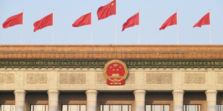 This photo taken on March 10, 2023 shows the Great Hall of the People in Beijing, capital of China. (Xinhua/Zhang Haofu)