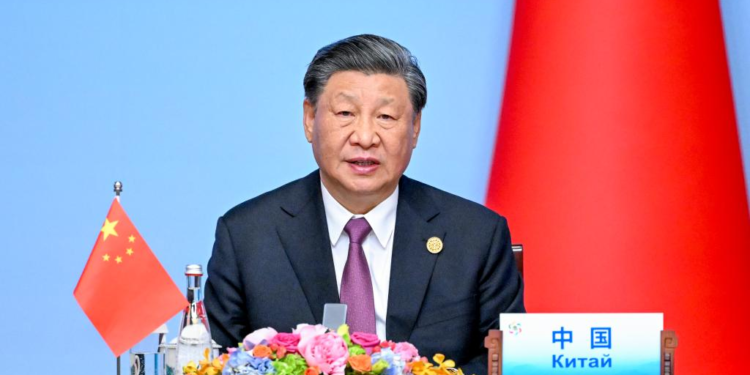 Chinese President Xi Jinping, together with Kazakh President Kassym-Jomart Tokayev, Kyrgyz President Sadyr Japarov, Tajik President Emomali Rahmon, Turkmen President Serdar Berdimuhamedov and Uzbek President Shavkat Mirziyoyev, meets the press following the successful conclusion of the China-Central Asia Summit in Xi'an, northwest China's Shaanxi Province, May 19, 2023. (Xinhua/Li Xueren)