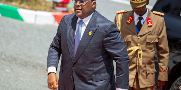 FILE PHOTO: Democratic Republic of Congo's President Felix Tshisekedi arrives ahead of the 11th Summit of the Regional Oversight Mechanism (ROM) of Addis-Ababa Framework Agreement, in Bujumbura, Burundi May 6, 2023. REUTERS/Evrard Ngendakumana
