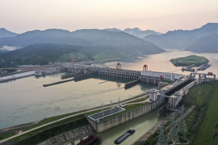 This aerial photo shows the Dateng Gorge water conservancy project in Guiping City, south China's Guangxi Zhuang Autonomous Region, May 20, 2023. (Xinhua/Cao Yiming)