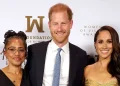 Doria Ragland, Prince Harry and Meghan attend the Ms. Foundation Women of Vision Awards in New York on Tuesday.Kevin Mazur / Getty Images for Ms. Foundation for Women