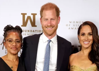Doria Ragland, Prince Harry and Meghan attend the Ms. Foundation Women of Vision Awards in New York on Tuesday.Kevin Mazur / Getty Images for Ms. Foundation for Women