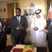 President Dr Mohamed Irfaan Ali, Senior Finance Minister, Dr Ashni Singh and Qatari officials at the opening of the Guyana Embassy in Qatar on Tuesday (Doha News photo)