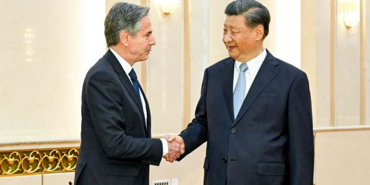 Chinese President Xi Jinping meets with visiting U.S. Secretary of State Antony Blinken in Beijing, capital of China, June 19, 2023. (Xinhua/Li Xueren)