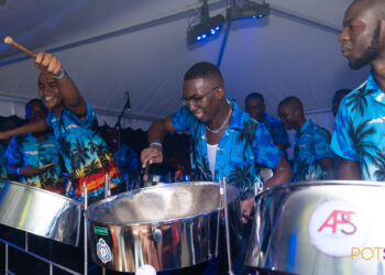 Guyana Police Force Steel Orchestra performing at PanJam 2022