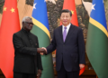 Chinese President Xi Jinping meets with visiting Prime Minister of the Solomon Islands Manasseh Sogavare at the Great Hall of the People in Beijing, capital of China, July 10, 2023. (Xinhua/Zhang Ling)
