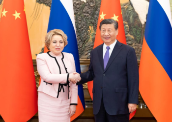 Chinese President Xi Jinping meets with visiting Russian Federation Council Speaker Valentina Matviyenko at the Great Hall of the People in Beijing, capital of China, July 10, 2023. (Xinhua/Huang Jingwen)