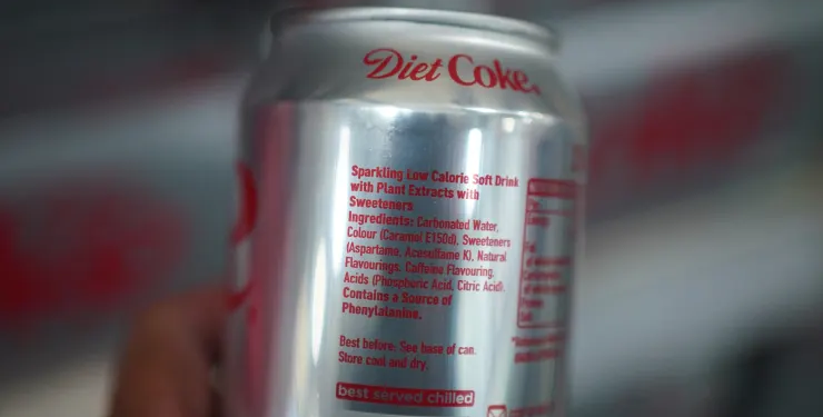 A can of Diet Coke in a supermarket, as an artificial sweetener commonly used in thousands of products including diet fizzy drinks, ice cream and chewing gum is to be listed as posing a possible cancer risk to humans, according to reports. Yui Mok | Pa Images | Getty Images
