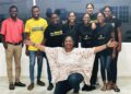 A few members of Team Guyana (From Left) Zionara Lawrence, Naliah Fordyce, T'sehai Holder, Xaria Holder and Ariel Taylor with Coach Arrianna Mahase, Mentors Daniel McAlmont, Joshua Reece and STEMGuyana Director, Dr. Karen Abrams