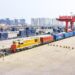 A freight train carrying 165 vehicles in 55 containers departs from Harbin, northeast China's Heilongjiang province, April 16, 2023. The train is expected to reach Europe via Manzhouli, China's largest land port. (People's Daily Online/Yuan Yong)