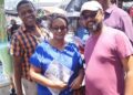 IFAAD walking around in Stabroek Market area Friday Sept 15, 2023. At left Councillor Lt Col (ret'd) Lelon Saul, partly hidden trade unionist Lincoln Lewis, Beverly Alert (AFC) and former Mayo Ubraj Nariine
