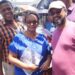 IFAAD walking around in Stabroek Market area Friday Sept 15, 2023. At left Councillor Lt Col (ret'd) Lelon Saul, partly hidden trade unionist Lincoln Lewis, Beverly Alert (AFC) and former Mayo Ubraj Nariine