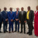 (L-R) Agronomist, Ministry of Agriculture Grenada, Alison Haynes; Permanent Secretary in Jamaica’s Ministry of Agriculture, Fisheries and Mining, Dermon Spence; FAO Ambassador to the Bahamas, HE Winston Pinnock FAO, Grenada's Minister of Agriculture, Lands, Fisheries and Cooperatives, Hon. Adrian Thomas; Assistant Director General Mario Lubetkin; Minister of Agriculture, Fisheries and Mining, Hon. Floyd Green; Jamaica’s State Minister of Agriculture, Fisheries and Mining Hon. Franklin Witter, FAO Sub-Regional Coordinator Dr Renata Clarke and FAO Jamaica, Bahamas & Belize Representative Dr Crispim Moreira.