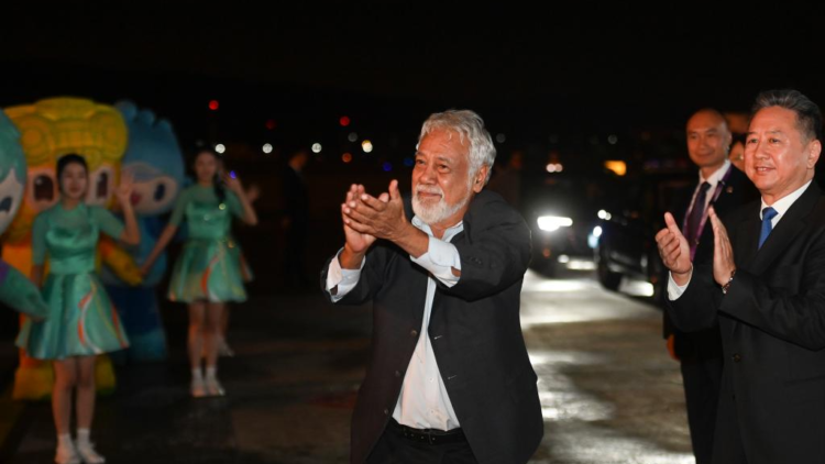 Prime Minister Xanana Gusmao of Timor-Leste arrives in Hangzhou, capital city of east China's Zhejiang Province, September 21, 2023. /Xinhua