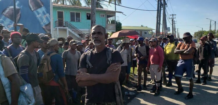 Some of the striking sugar workers (KN photo)
