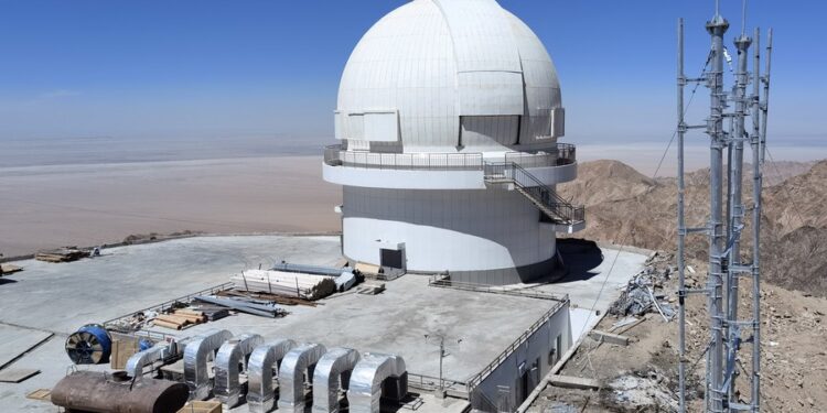 This photo taken on Aug. 16, 2023 shows a view of the Wide Field Survey Telescope (WFST) in Lenghu Town, northwest China's Qinghai Province.(University of Science and Technology of China/Handout via Xinhua)