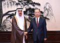 Zhao Leji, chairman of the National People's Congress (NPC) Standing Committee, holds talks with Saqr Ghubash, speaker of the Federal National Council of the United Arab Emirates (UAE), at the Great Hall of the People in Beijing, capital of China, Sept. 13, 2023. (Xinhua/Rao Aimin)