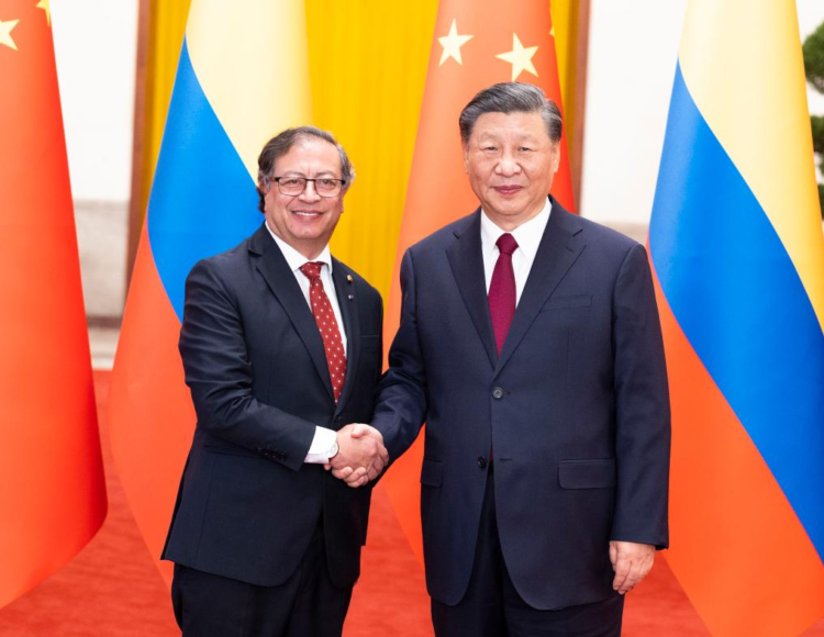 Chinese President Xi Jinping holds a welcoming ceremony for Colombian President Gustavo Francisco Petro Urrego in the Northern Hall of the Great Hall of the People prior to their talks in Beijing, capital of China, Oct. 25, 2023. Xi held talks with Colombian President Gustavo Francisco Petro Urrego, who is on a state visit to China, in Beijing on Wednesday. (Xinhua/Huang Jingwen)