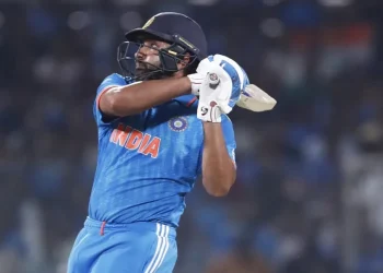 Rohit Sharma heaved Naveen-ul-Haq over deep midwicket to become the leading six-hitter in international cricket  •  Getty Images