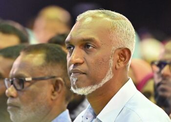 President-elect of the Maldives Mohamed Muiz attends a victory celebration in Male, Maldives, Monday, Oct. 2, 2023. Muiz said he will stick to his campaign promise to remove Indian military personnel stationed in the archipelago state, promising he would initiate the process. (AP Photo/Mohamed Sharuhaan)