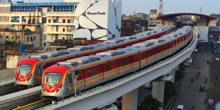 A view of Orange Line Metro Train (OLMT), a project under CPEC, during the start of test runs in Lahore, Pakistan, September 4, 2020. /CFP