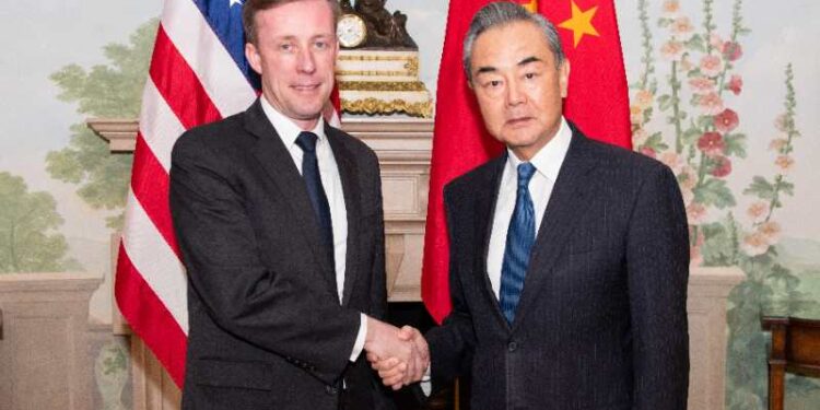 Wang Yi (R), a member of the Political Bureau of the Communist Party of China (CPC) Central Committee and director of the Office of the CPC Foreign Affairs Commission shakes hands with U.S. National Security Advisor Jake Sullivan in Washington, D.C., October 27, 2023. /Chinese Foreign Ministry