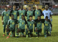 Team Guyana pose prior to the Concacaf Nations League B tournament match between Jamaica and Guyana at the Montego Bay Sports Complex in Montego Bay, Jamaica on November 18, 2019.