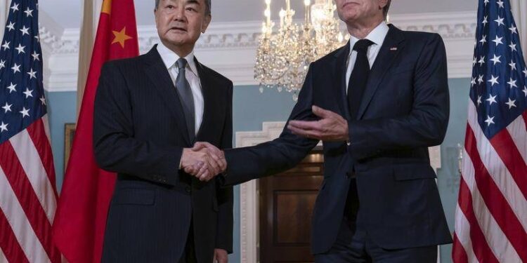 Wang Yi (L), a member of the Political Bureau of the Communist Party of China Central Committee and Chinese foreign minister, speaks to reporters alongside U.S. Secretary of State Antony Blinken in Washington D.C., U.S., October 26, 2023. /Chinese Foreign Ministry