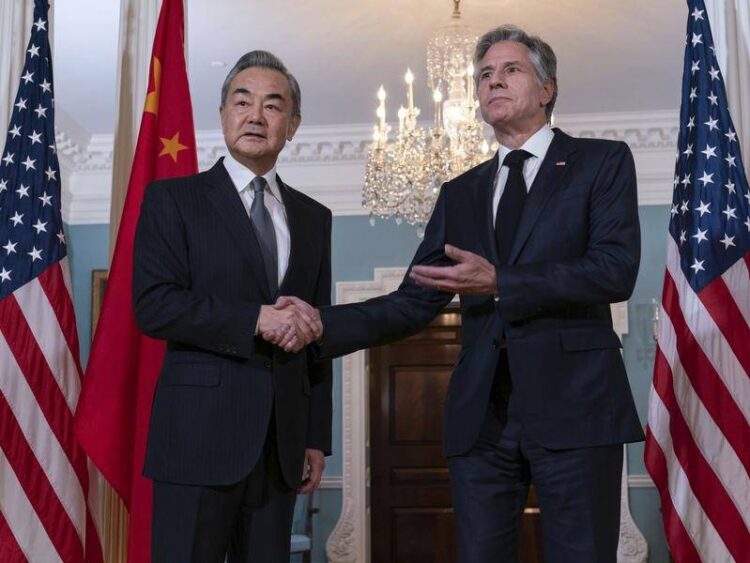 Wang Yi (L), a member of the Political Bureau of the Communist Party of China Central Committee and Chinese foreign minister, speaks to reporters alongside U.S. Secretary of State Antony Blinken in Washington D.C., U.S., October 26, 2023. /Chinese Foreign Ministry