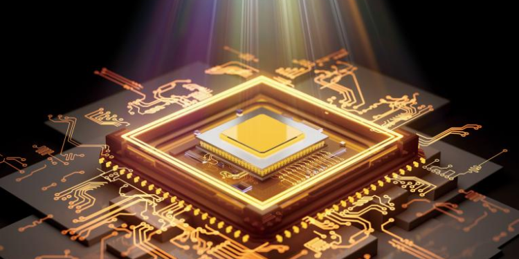 An illustration shows an all-analog photoelectronic chip developed by Chinese researchers from Tsinghua University. /CMG