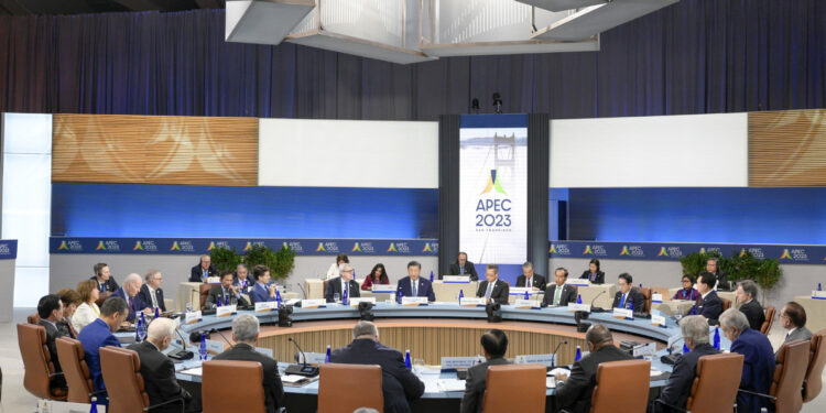 President Xi Jinping addresses the 30th APEC Economic Leaders' Meeting held at Moscone Center in San Francisco, the United States, Nov 17, 2023. [Photo/Xinhua]