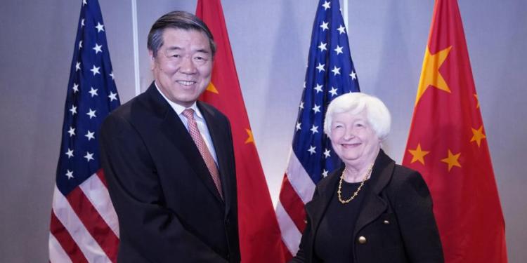 Chinese Vice Premier He Lifeng, also the Chinese lead person for China-U.S. economic and trade affairs, holds talks with U.S. Secretary of Treasury Janet Yellen in San Francisco, California, U.S., November 9, 2023. /Xinhua