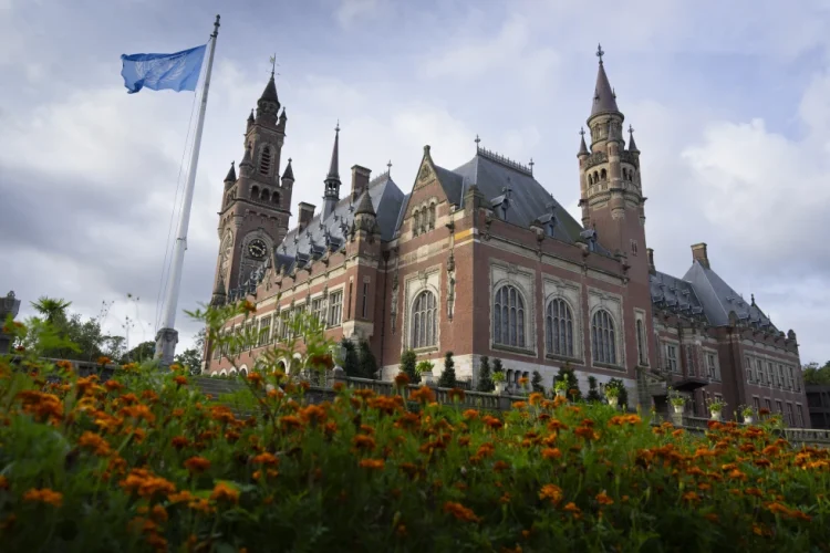 FILE - View of the Peace Palace which houses World Court in The Hague, Netherlands, on Sept. 19, 2023. Guyana on Tuesday, Nov. 14, 2023, urged judges at the United Nations’ highest court to call for a halt to parts of a Venezuelan referendum about a territorial dispute that Guyanese representatives called an “existential threat” designed to pave the way for the annexation of a large part of the country. (AP Photo/Peter Dejong)
