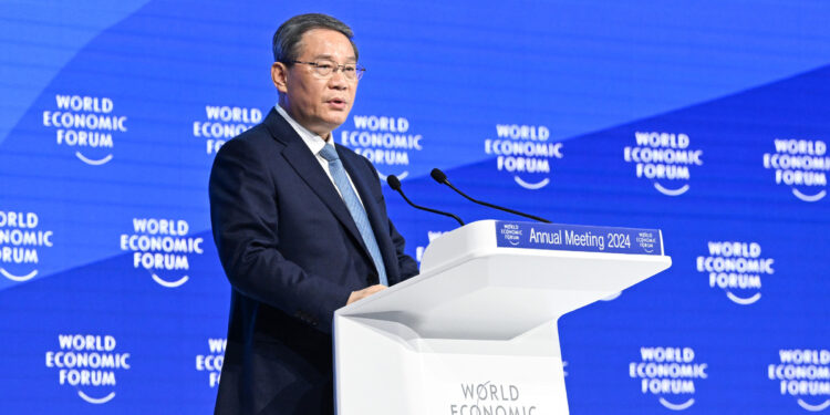 Chinese Premier Li Qiang speaks during the 54th annual meeting of the World Economic Forum in Davos, Switzerland, Jan 16, 2024. [Photo/Xinhua]