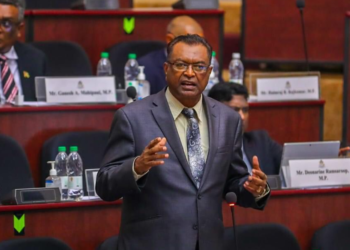 AFC Leader Khemraj Ramjattan MP during his debate presentation on January 23, 2024