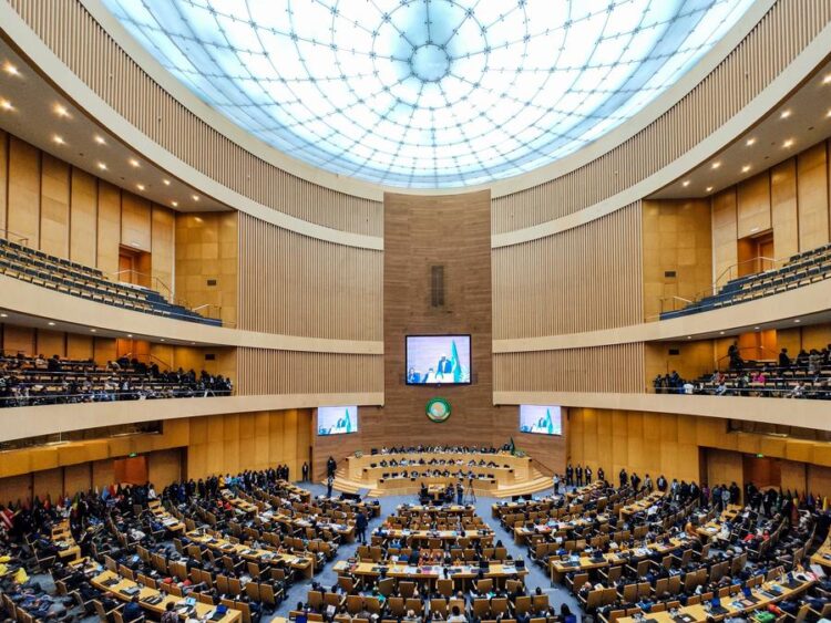 This photo taken on Feb. 17, 2024 shows a view of the 37th Ordinary Session of the African Union (AU) Assembly of the Heads of State and Government in Addis Ababa, Ethiopia. (Xinhua/Li Yahui)