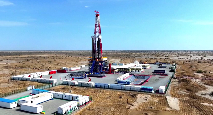The drilling of the well, Shendi Take-1, in operation in northwest China's Xinjiang Uygur Autonomous Region, October 26, 2023. /CFP